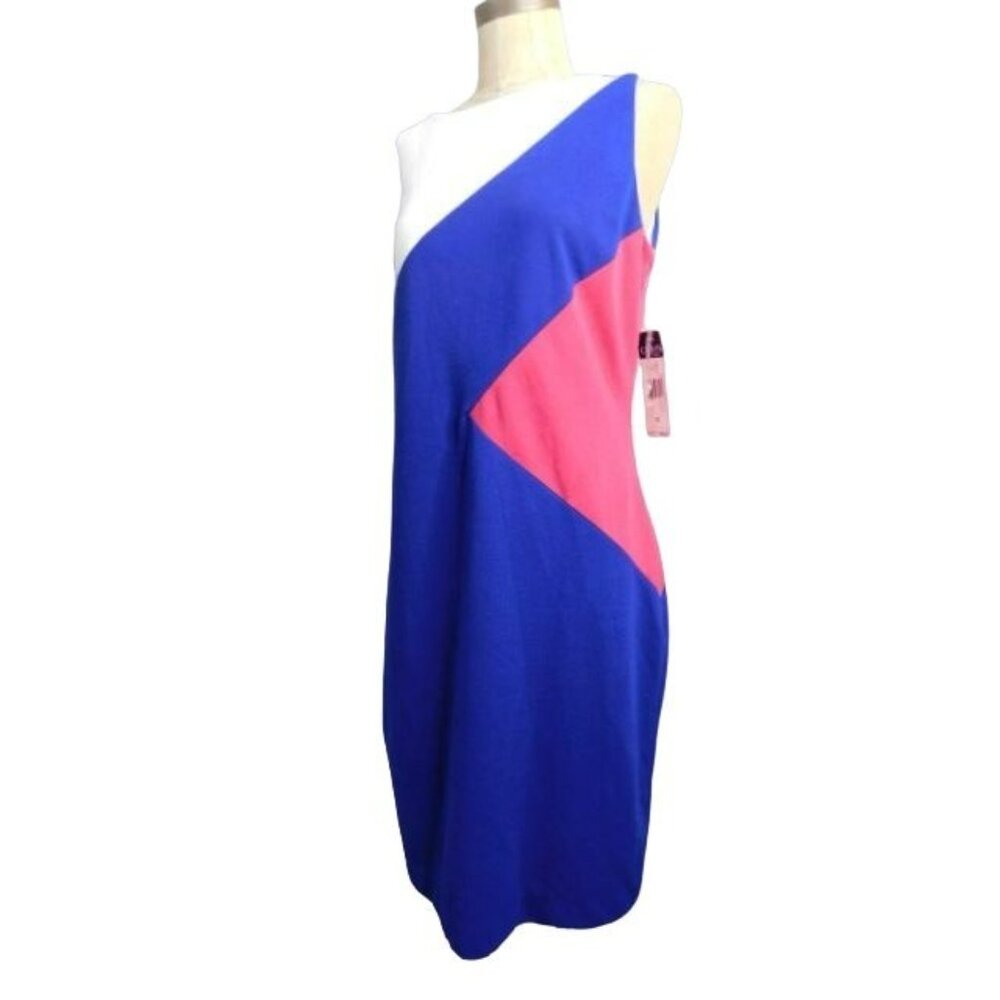 Chaps Size 12 STRETCH Knit Colorblock Career Dress NWT $90 - Picture 2 of 3